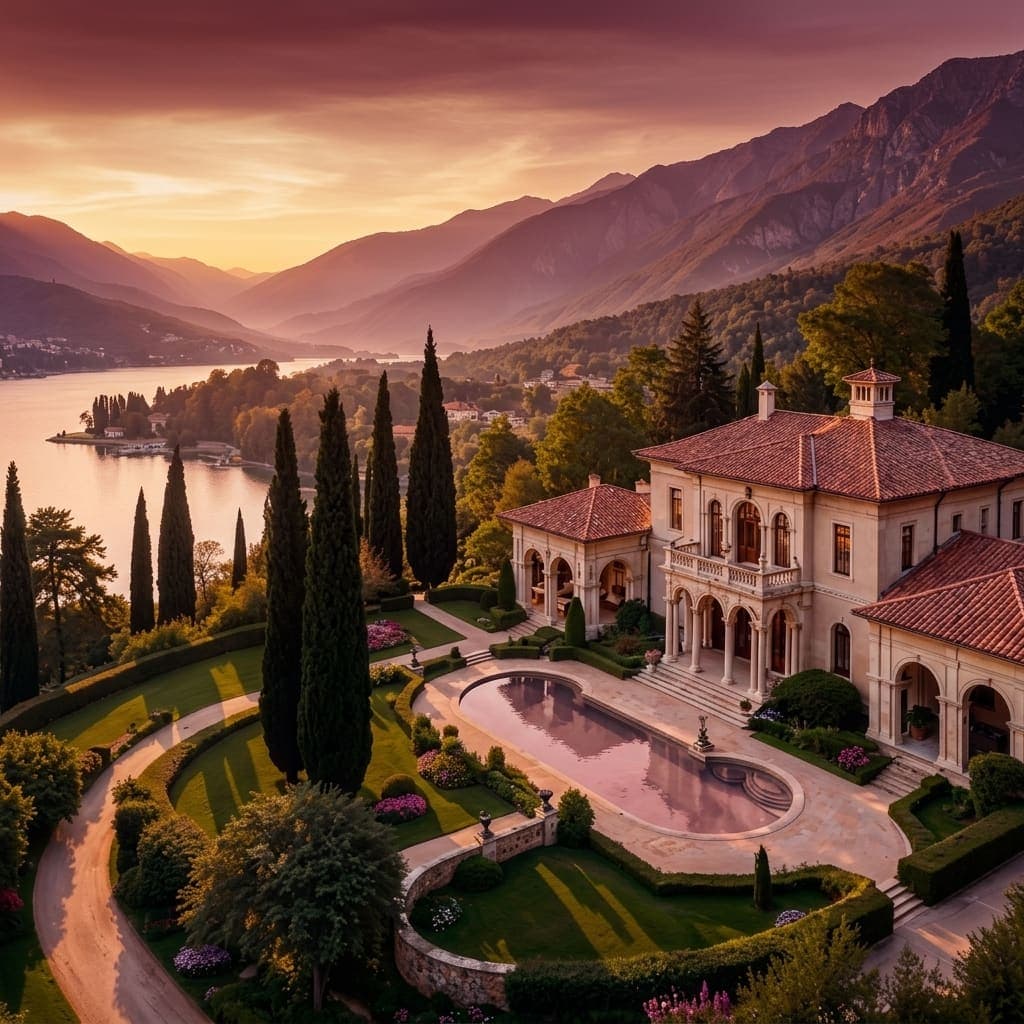 Luxury villa with pool and lake view